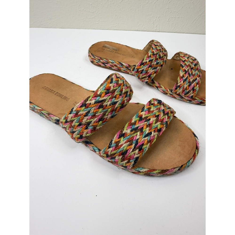 Anthropologie Ariana Bohling Braided Slide Sandal 37 Multi Color Jute Sole